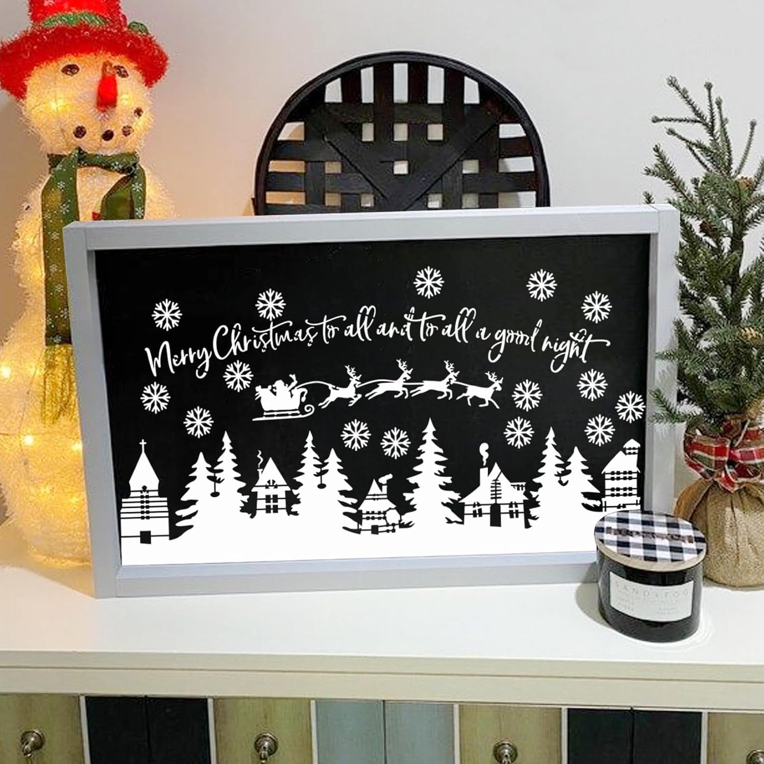6 Pcs Christmas Window Stencils | Reusable Winter Scene, Forest Pine & Reindeer Templates