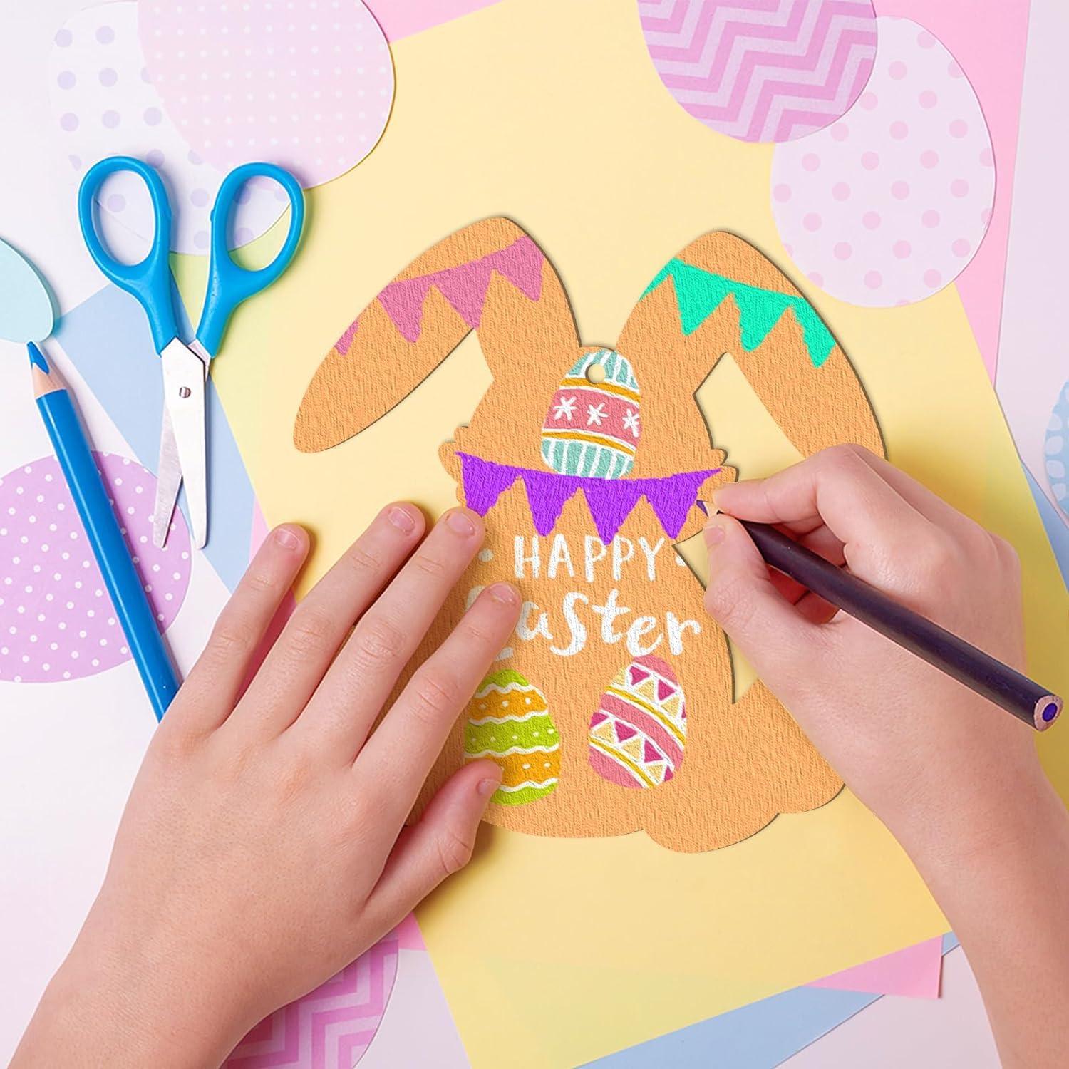 Curious Button 5 Pieces Unfinished Wooden 5Rabbit Style Hanging Ornament for DIY Home Decoration, MDF Cutouts, Perfect Wooden Cutouts for Home Decor, Charming Wooden Hanging Ornaments (7x6.4IN) - Haoser