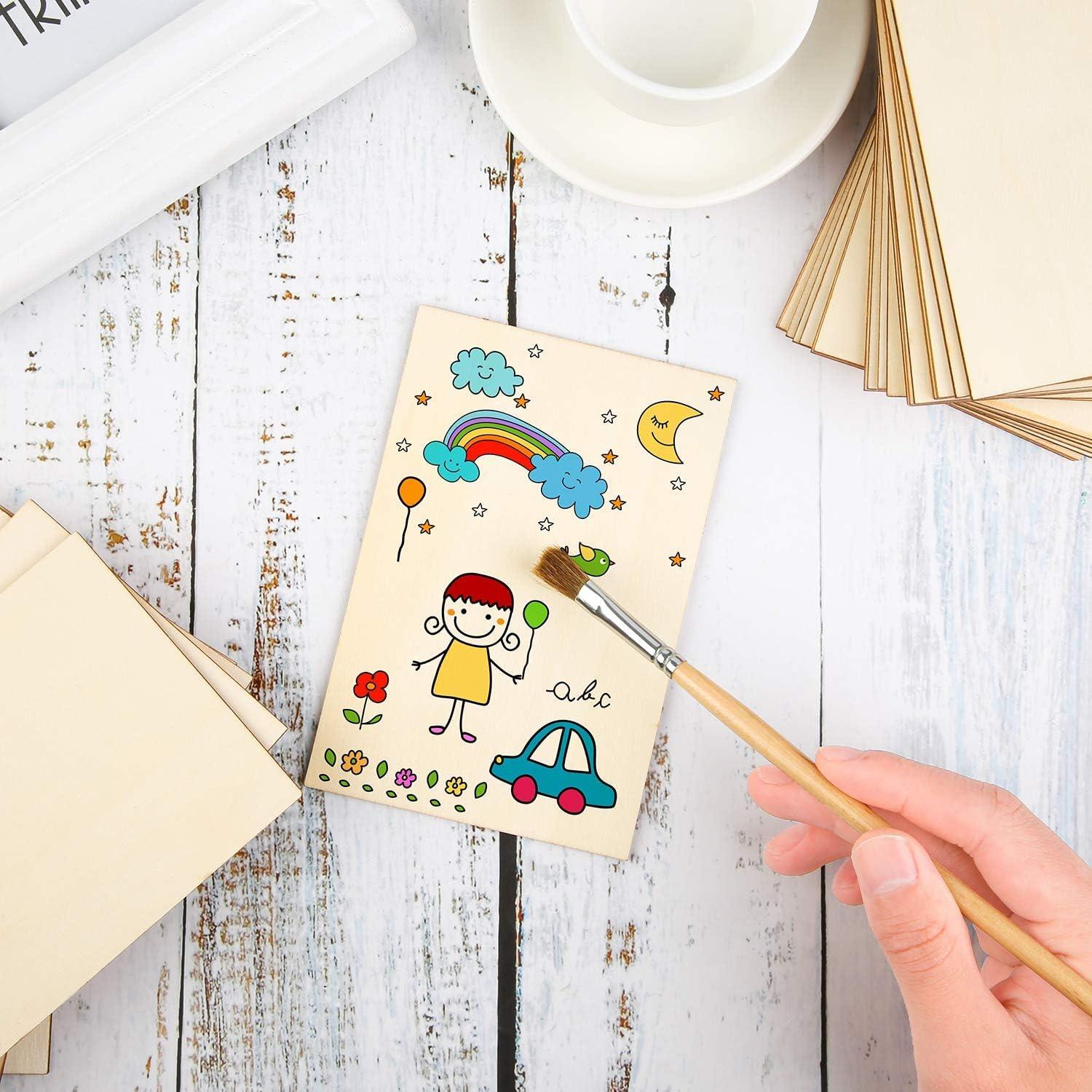 Haoser 42 Pieces 4 X 6 Inch Rectangle Unfinished Wood Pieces Blank Sharp Corners for DIY Craft Hand-Made Project and Home Decor - Haoser