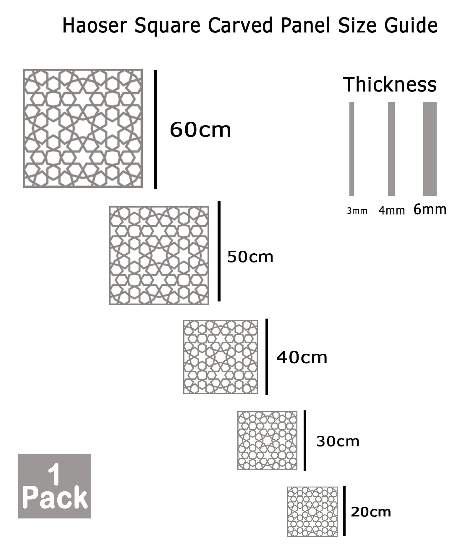 Haoser Wall Hanging Wooden Carved Panel for Room Partition, Cabinet Doors, Windows (Square Panel-5) - Haoser