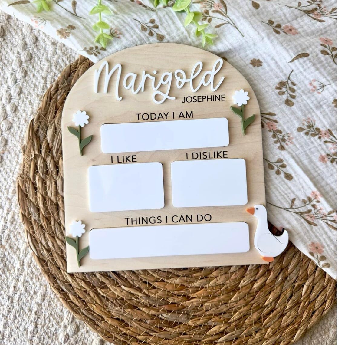 Goose Monthly Milestone Dry Erase Board | 6 Inch Arch-Shaped Wooden