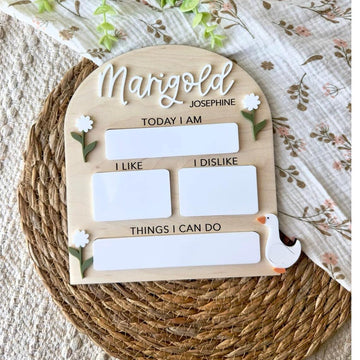Goose Monthly Milestone Dry Erase Board | 6 Inch Arch-Shaped Wooden