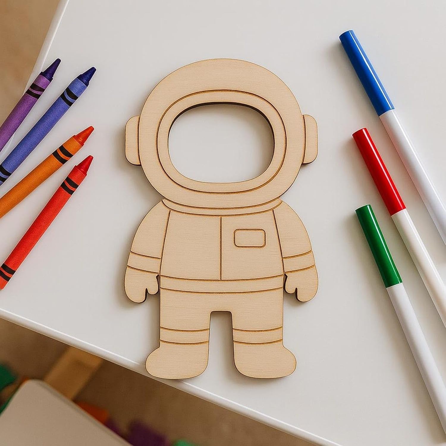 10 Pcs Astronaut Wooden Craft Blanks | 4 Inch Pine MDF Space Astronaut Cutouts