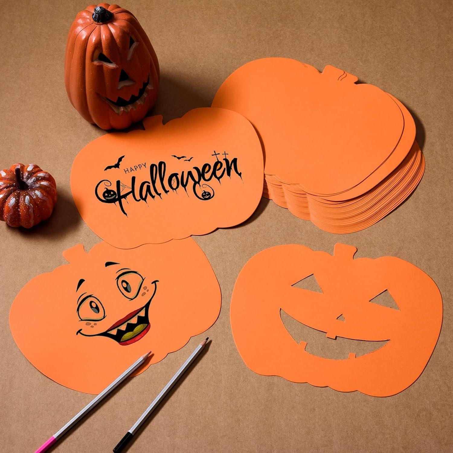 Haoser 50 pc Pcs Pumpkin Cutouts Paper Fall Harvest Pumpkin Cut-Outs Pumpkin Shaped Accents for Kids DIY Craft Projects Autumn Thanksgiving Halliween Classroom Bulletin Board Decorations - Haoser