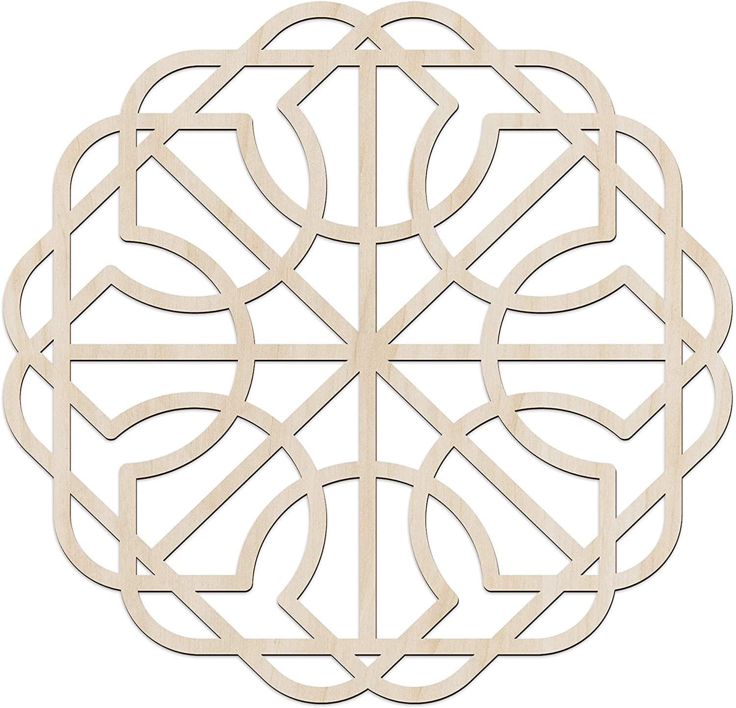 Haoser Mandala Wooden Wall Art, Whirl Look Lattice Abstarct Geometric, Birch Wood Plywood Rustic Wall Art Accent for Hallway Bedroom Living Room Cafes and Offices (Mandala Design-16_30CM) - Haoser