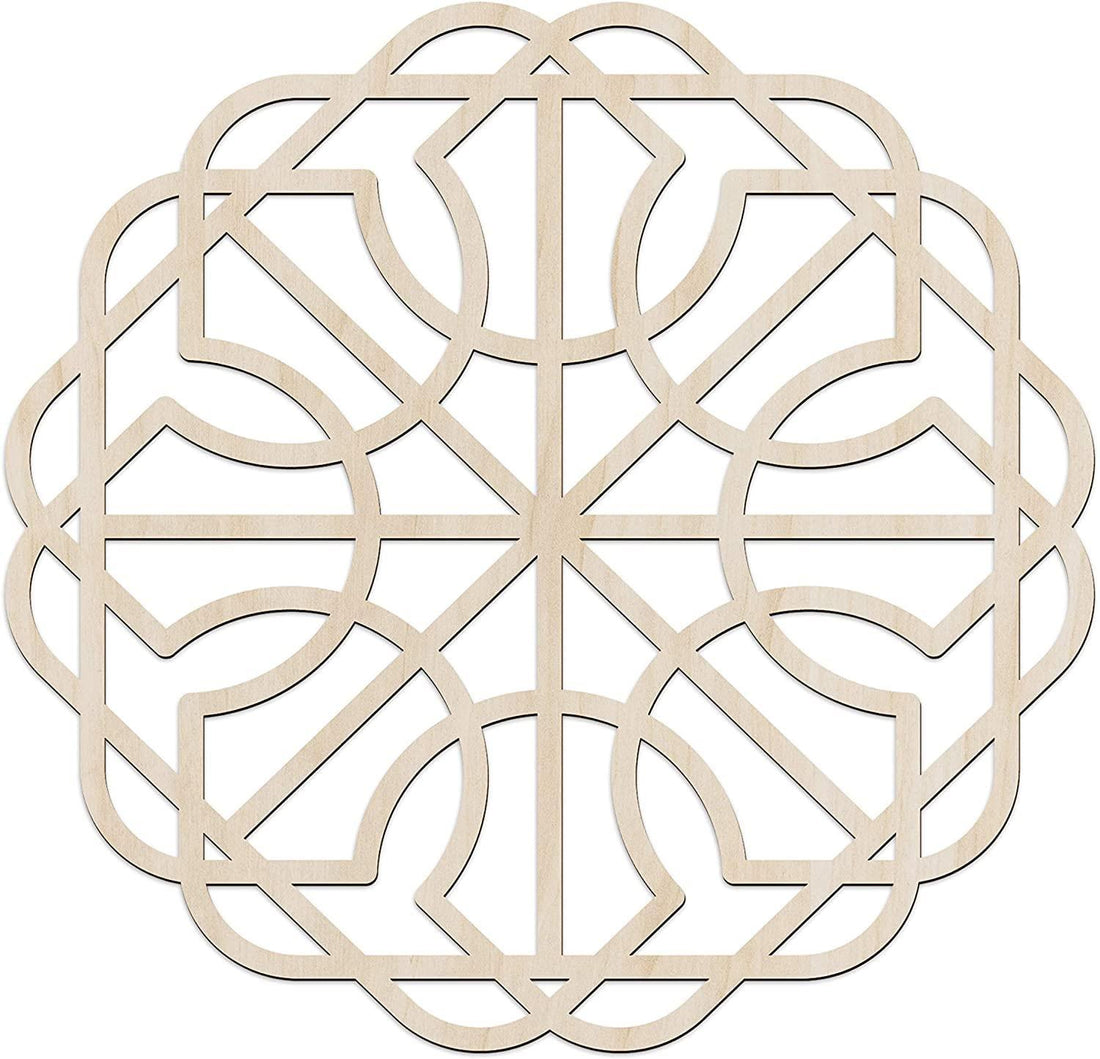 Haoser Mandala Wooden Wall Art, Whirl Look Lattice Abstarct Geometric, Birch Wood Plywood Rustic Wall Art Accent for Hallway Bedroom Living Room Cafes and Offices (Mandala Design-16_30CM) - Haoser