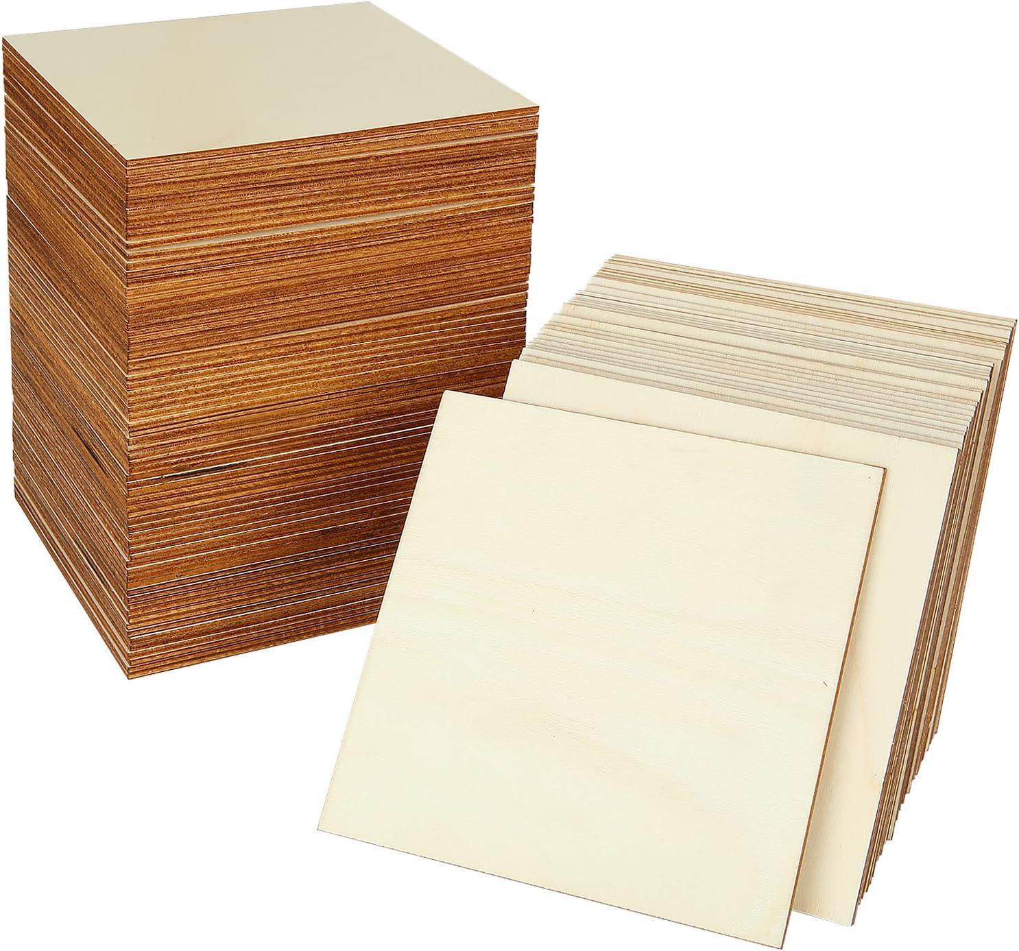 Haoser Square MDF Square MDF Board 1 inch -2.5 mm Thick Wood Squares for Crafts, Unfinished Wooden Square Cutouts,Coasters for Resin Art, Mandala Art, Pyrography, Painting - Haoser