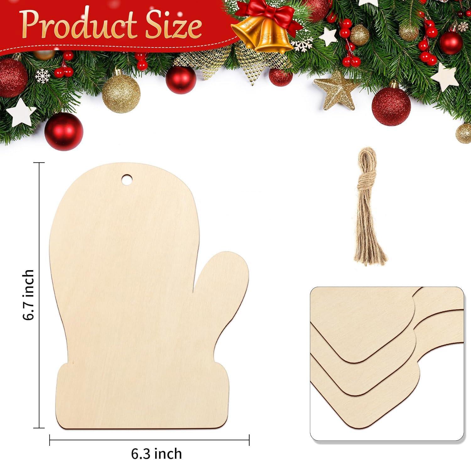 Curious Button 5 Pieces Unfinished Wooden Gloves Style Hanging Ornament for DIY Home Decoration, MDF Cutouts, Perfect Wooden Cutouts for Home Decor, Charming Wooden Hanging Ornaments (6.7x6.3IN) - Haoser