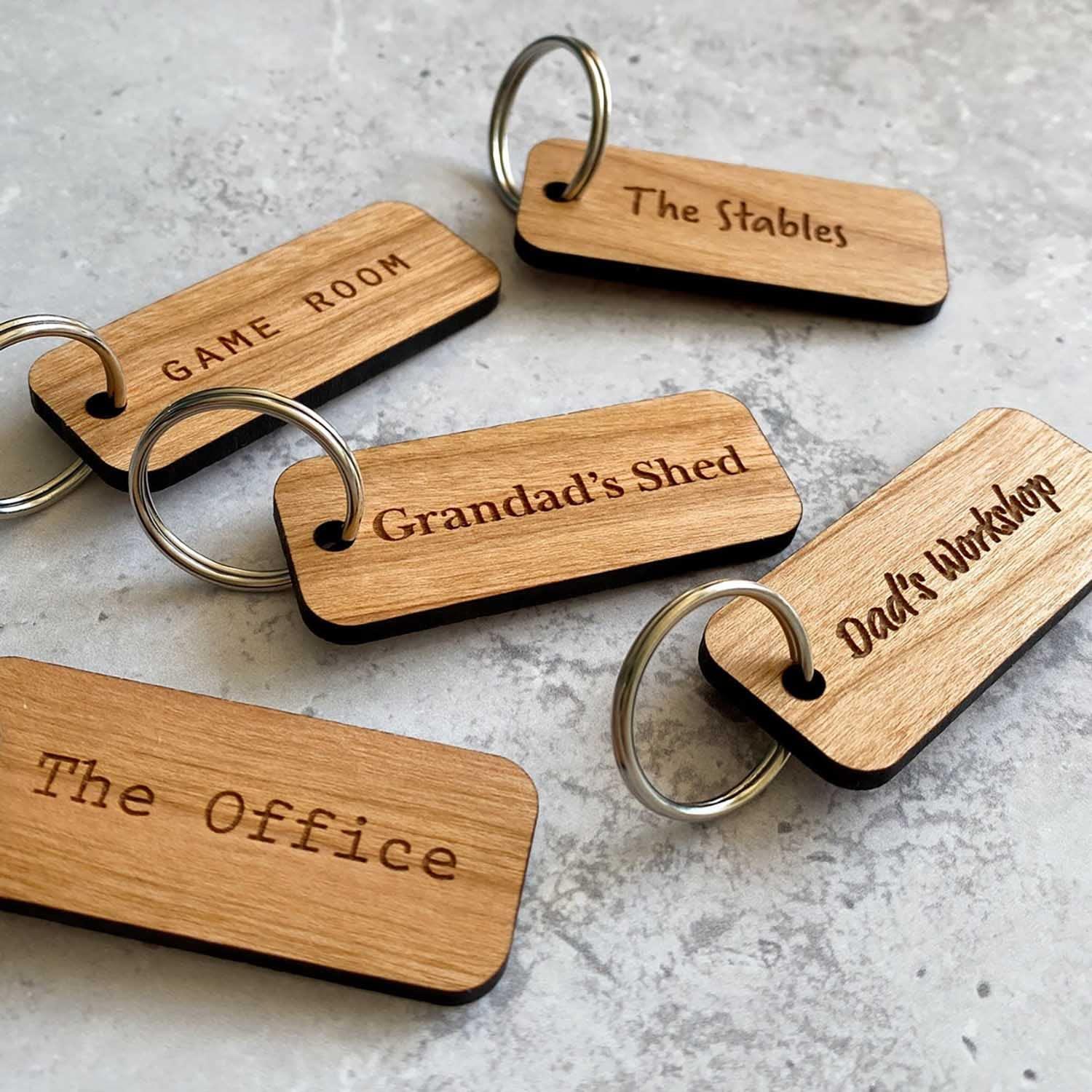 Haoser Customized Wooden Keyring for DIY Projects - Laser Engravable, Printable & Writable, Design Wooden Key Chain for Gifting Friendship Day Rectangle Shape (Multipack) (H-PM3-KEYRING-2-P5) - Haoser