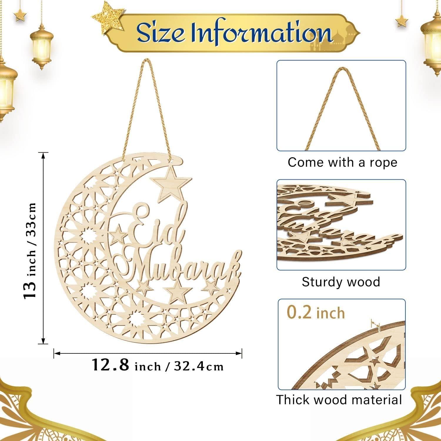 Haoser Eid Wreath - Eid Mubarak Sign (12 inches) - Ramadan Decorations for Home - Ramadan Decor -Ramadan Door Decoration - Ramadan Sign 2024- Ramadan Gifts - Haoser
