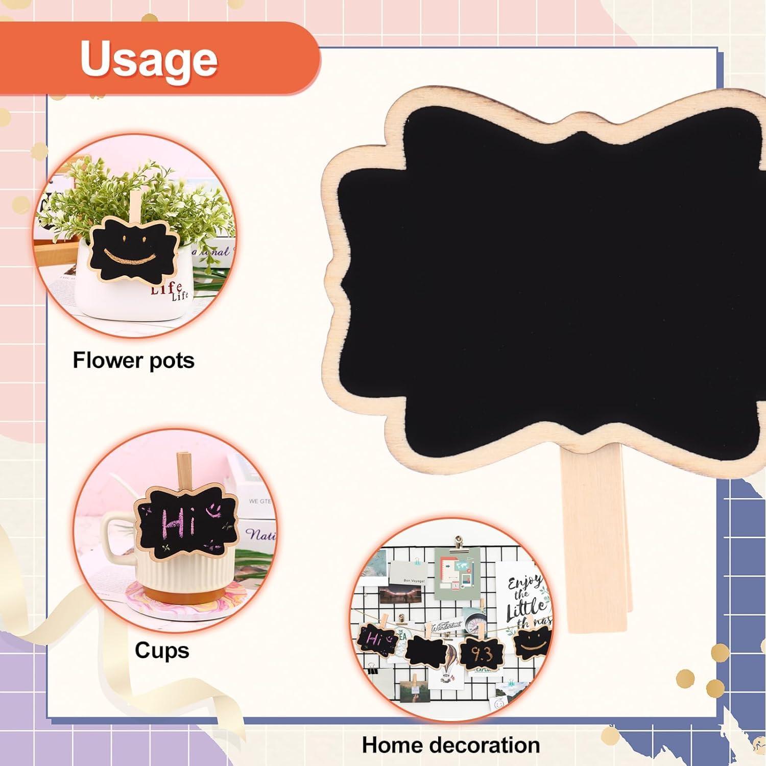 Haoser 12 Mini Retangle Chalkboard Blackboard with Wooden Clip Message Board Signs and Labels Clips - Haoser