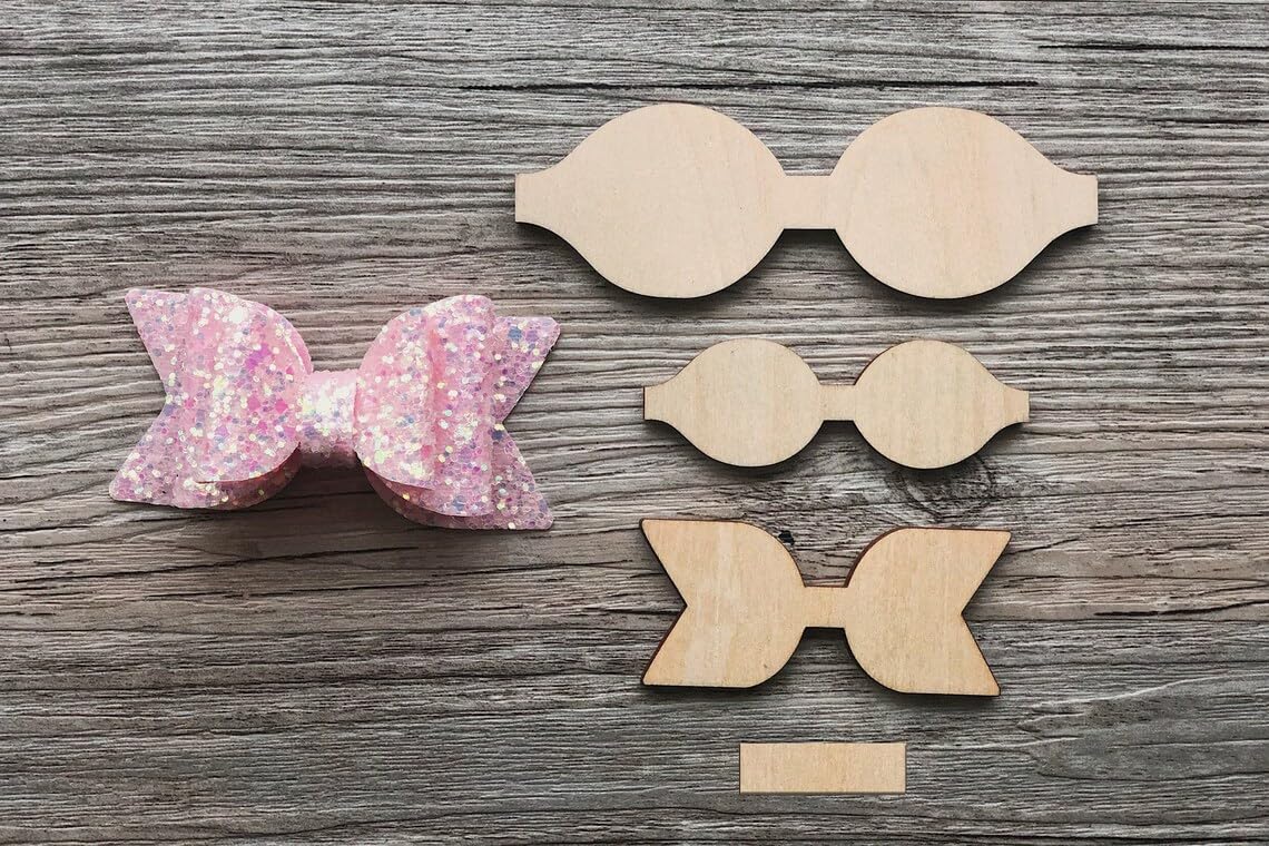 4 Pcs Wooden Bow Template Cutouts for Crafting – Hair Bow Making Tool, Wood Tracing Template Set, DIY Craft Supplies for Kids & Adults – 4 Sizes (4", 3", 2", 1")