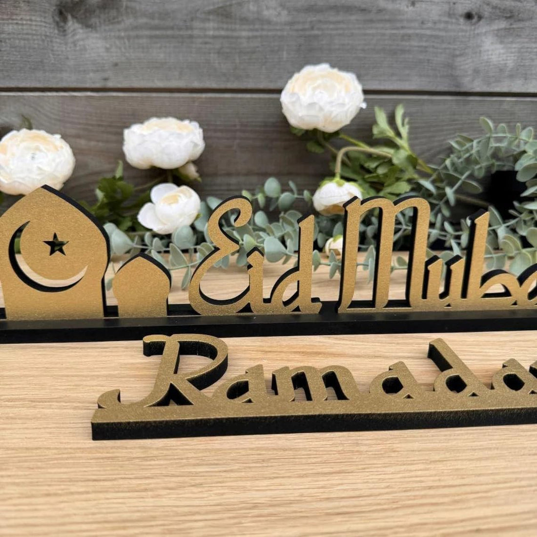 Haoser Eid Ramadan Mubarak Standing Sign With Wood Base