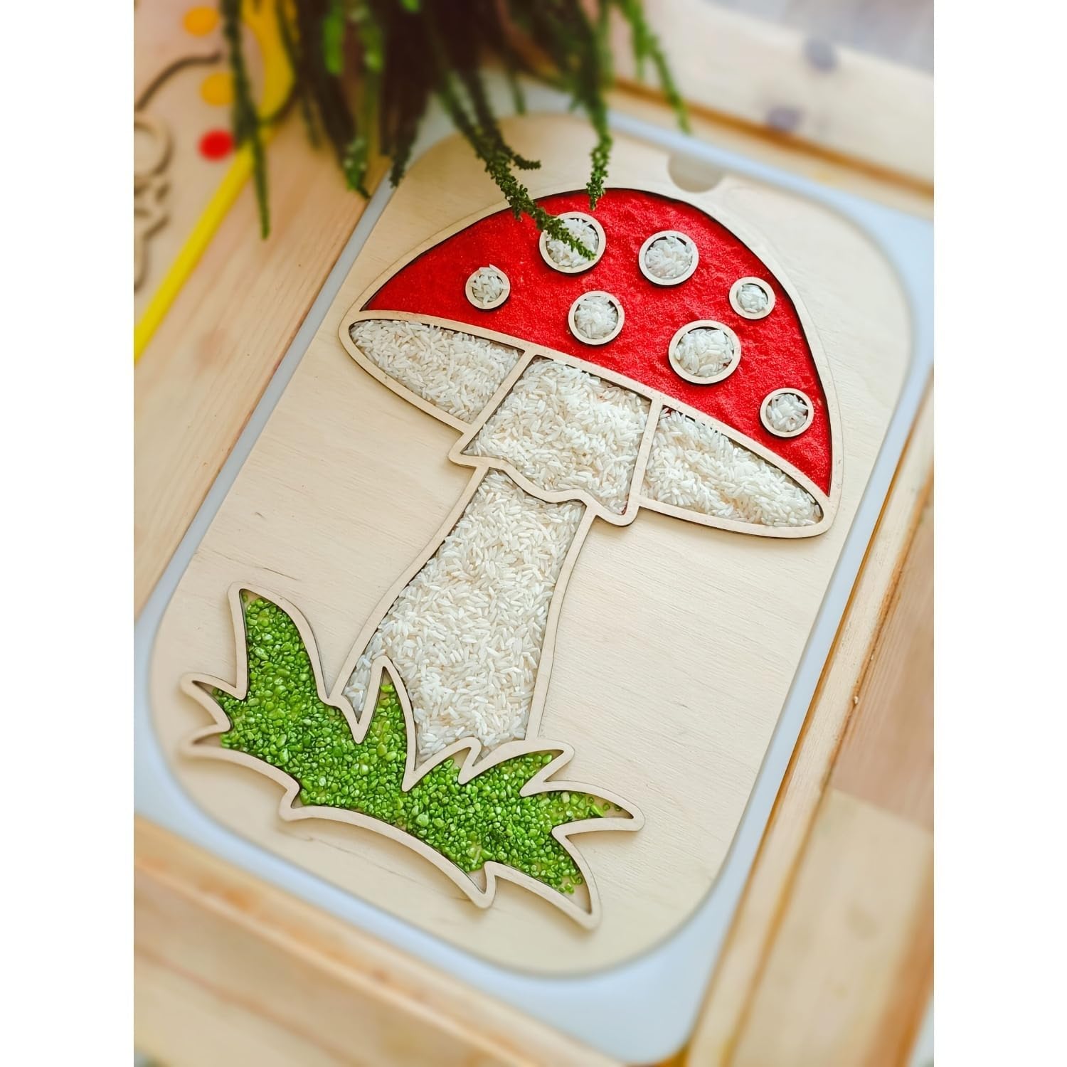 Mushroom Shape Wooden Decorative Tray with Lid | Table Centerpiece Organizer for Home Decor