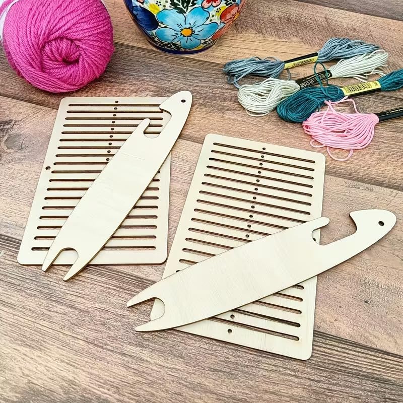 4 Pcs Pine MDF Weaving Loom Kit Wooden DIY Weaving Tool