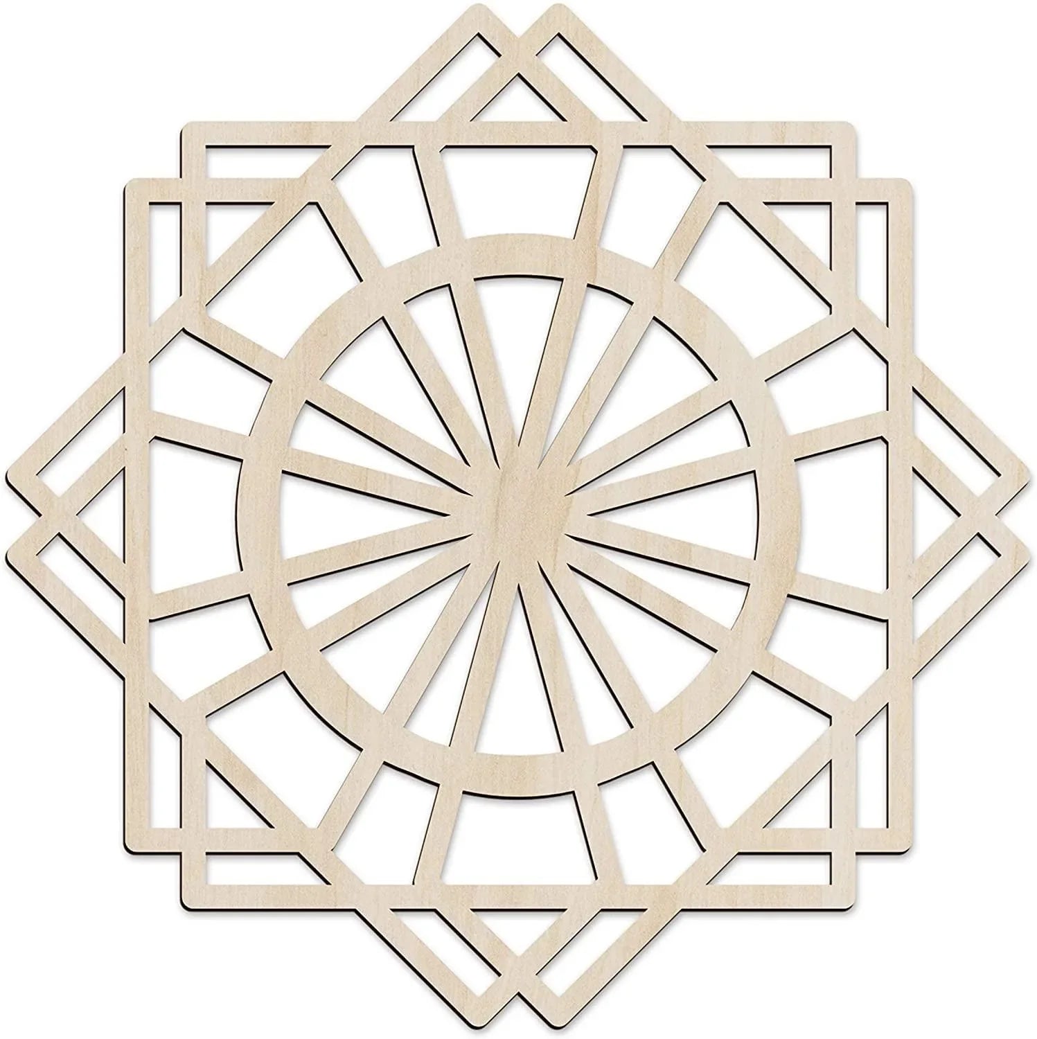 Haoser Mandala Wooden Wall Art, Traditional Star Ornament Polygonal Details, Birch Wood Plywood Rustic Wall Art Accent for Hallway Bedroom Living Room Cafes and Offices (Mandala Design-9_30CM) - Haoser