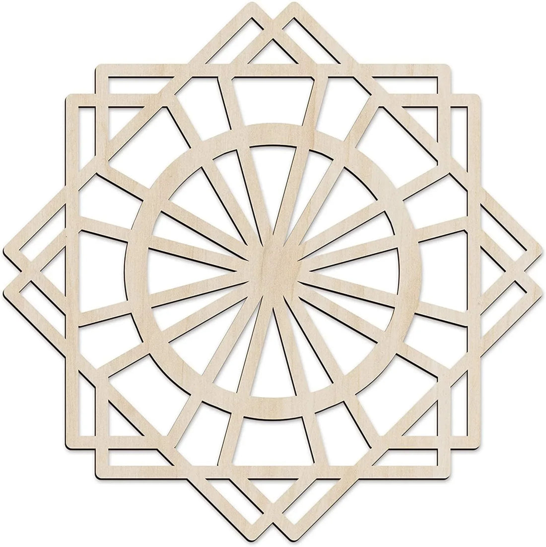 Haoser Mandala Wooden Wall Art, Traditional Star Ornament Polygonal Details, Birch Wood Plywood Rustic Wall Art Accent for Hallway Bedroom Living Room Cafes and Offices (Mandala Design-9_30CM) - Haoser