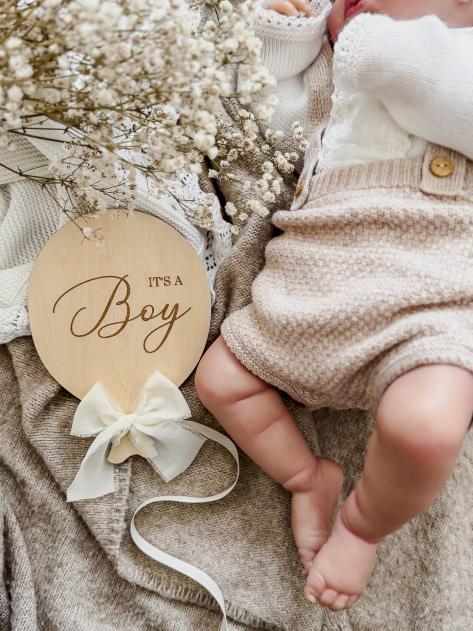 Wooden Baby Announcement Plaque Set (It’s a Boy & It’s a Girl) 6 Inch | Newborn Announcement Signs