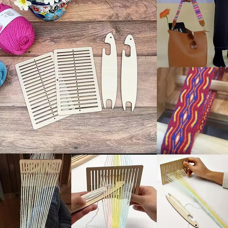 4 Pcs Pine MDF Weaving Loom Kit Wooden DIY Weaving Tool