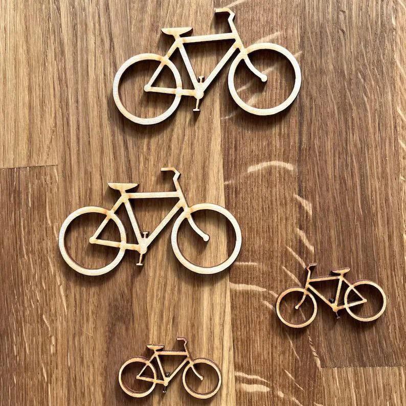 Haoser 10 Pice Wooden Bicycle Ornaments DIY Handmade Bike Cutout , Unfinished Wooden Bicycle Bike Shape - Craft - 5x3inch - Haoser