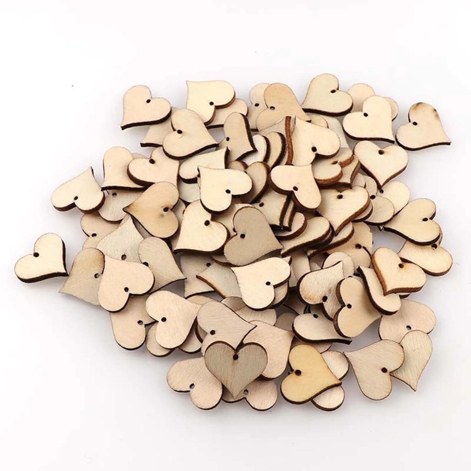 Haoser Unfinished Blank Love Heart Wood Pieces, Heart Shape Wooden Crafts Coasters for DIY Architectural Models Drawing Painting Wood Engraving Wood Burning Laser Scroll Sawing - Haoser