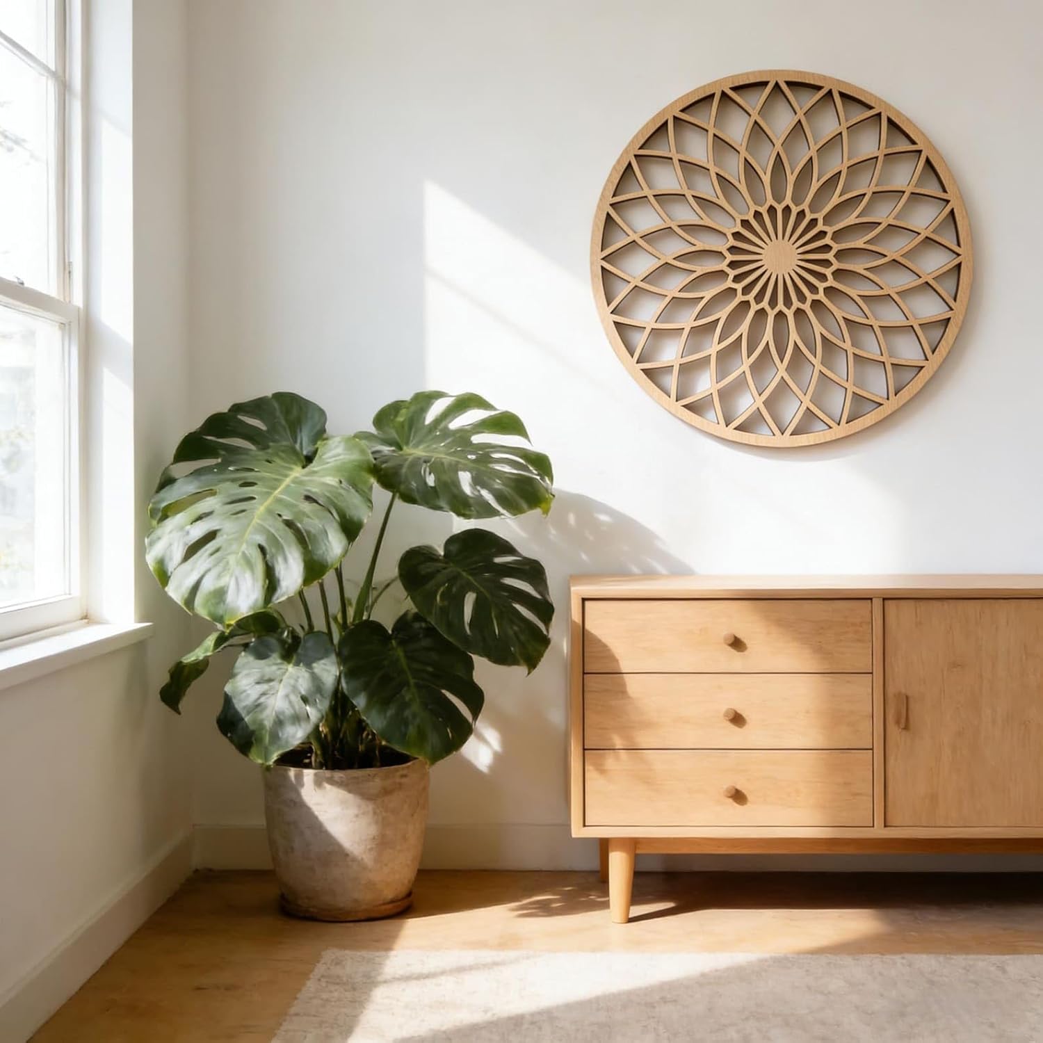 Handmade Geometric Wooden Mandala Wall Hanging | Minimalist Mandala