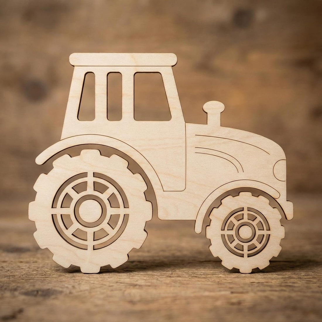 5 Pcs Wooden Tractor Cutouts 6 Inch | Unfinished Wood Farm