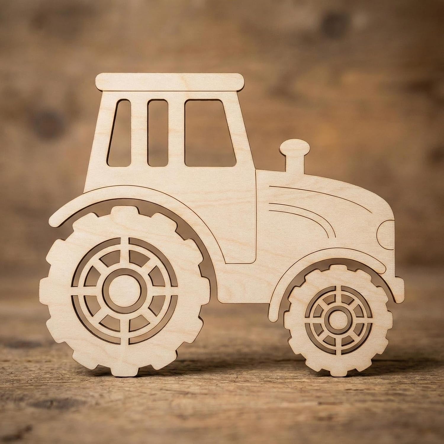 5 Pcs Wooden Tractor Cutouts 6 Inch | Unfinished Wood Farm