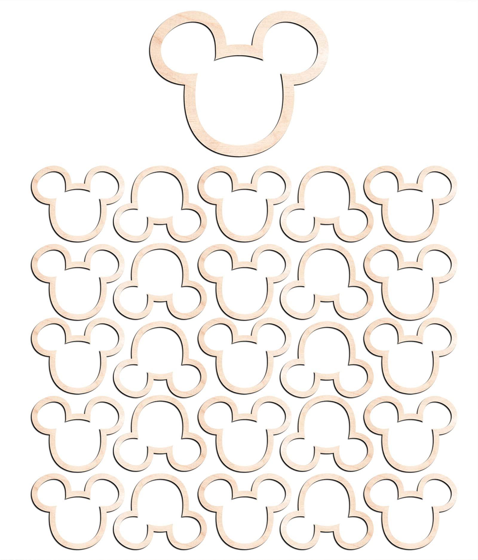Haoser 3mm Wooden Micky Cutouts for Scrapbooking Arts Crafts DIY Decoration Display Décor - Haoser
