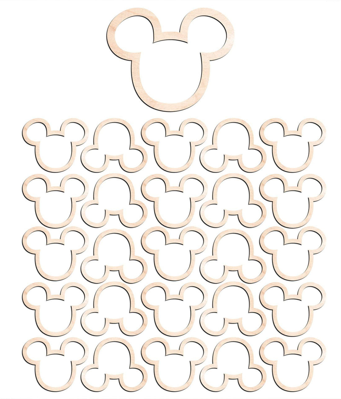 Haoser 3mm Wooden Micky Cutouts for Scrapbooking Arts Crafts DIY Decoration Display Décor - Haoser