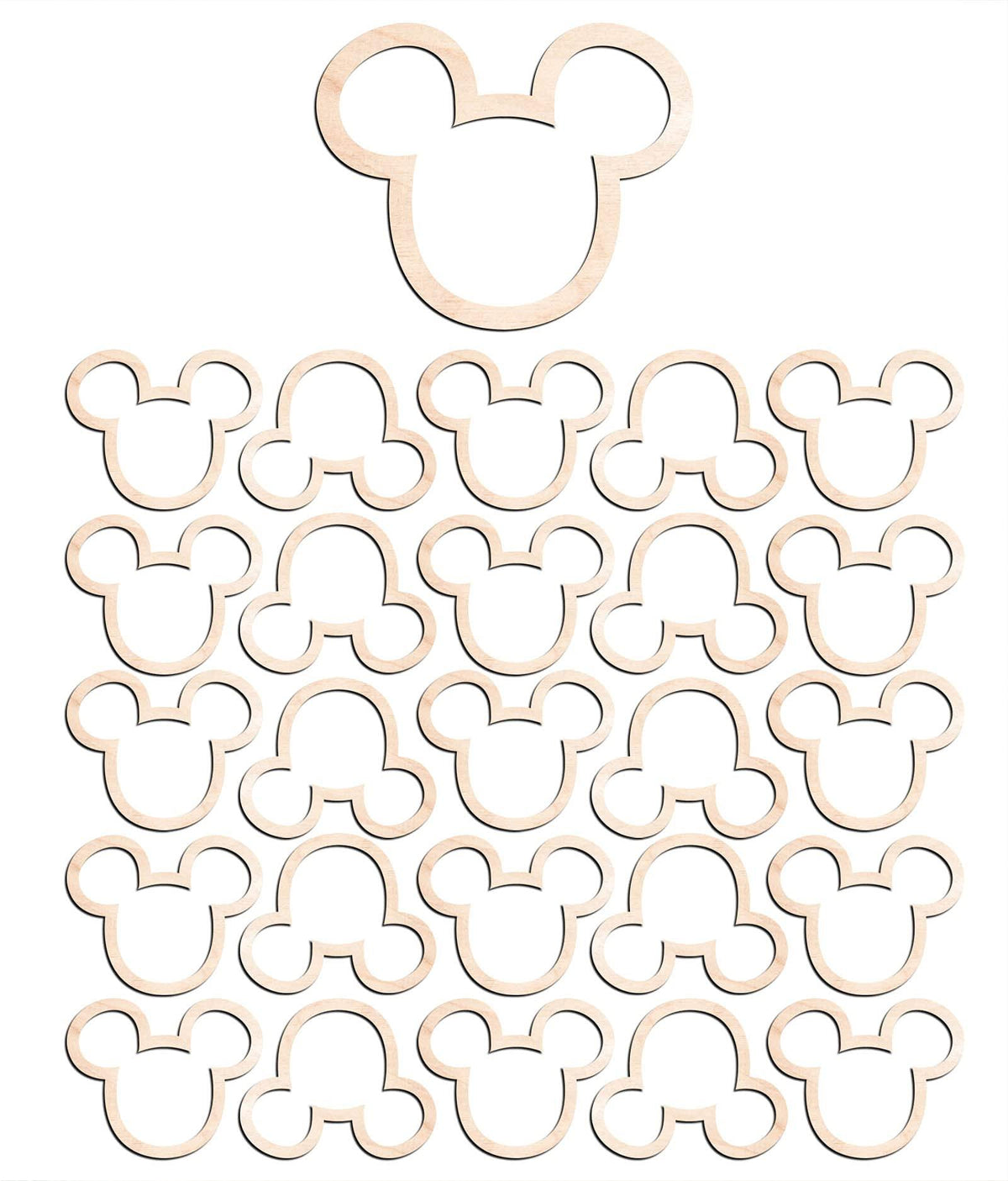 Haoser 3mm Wooden Micky Cutouts for Scrapbooking Arts Crafts DIY Decoration Display Décor - Haoser