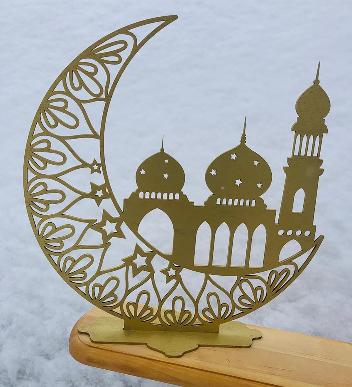 Curious Button Beautiful Wooden Masjid Table Decor for Ramadan Gifts, Tabletop Display, Ramadan Decor, Wooden Cutouts, Eid Decoration, MDF Home Decor (25cm) - Haoser