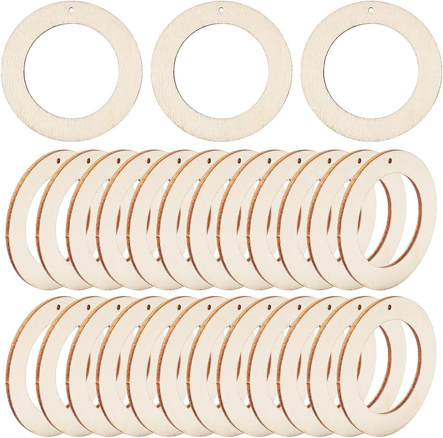 30 Pcs Wooden Flat Rings 4 Inch – MDF Unfinished Wooden Circles for DIY Crafts