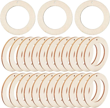30 Pcs Wooden Flat Rings 4 Inch – MDF Unfinished Wooden Circles for DIY Crafts