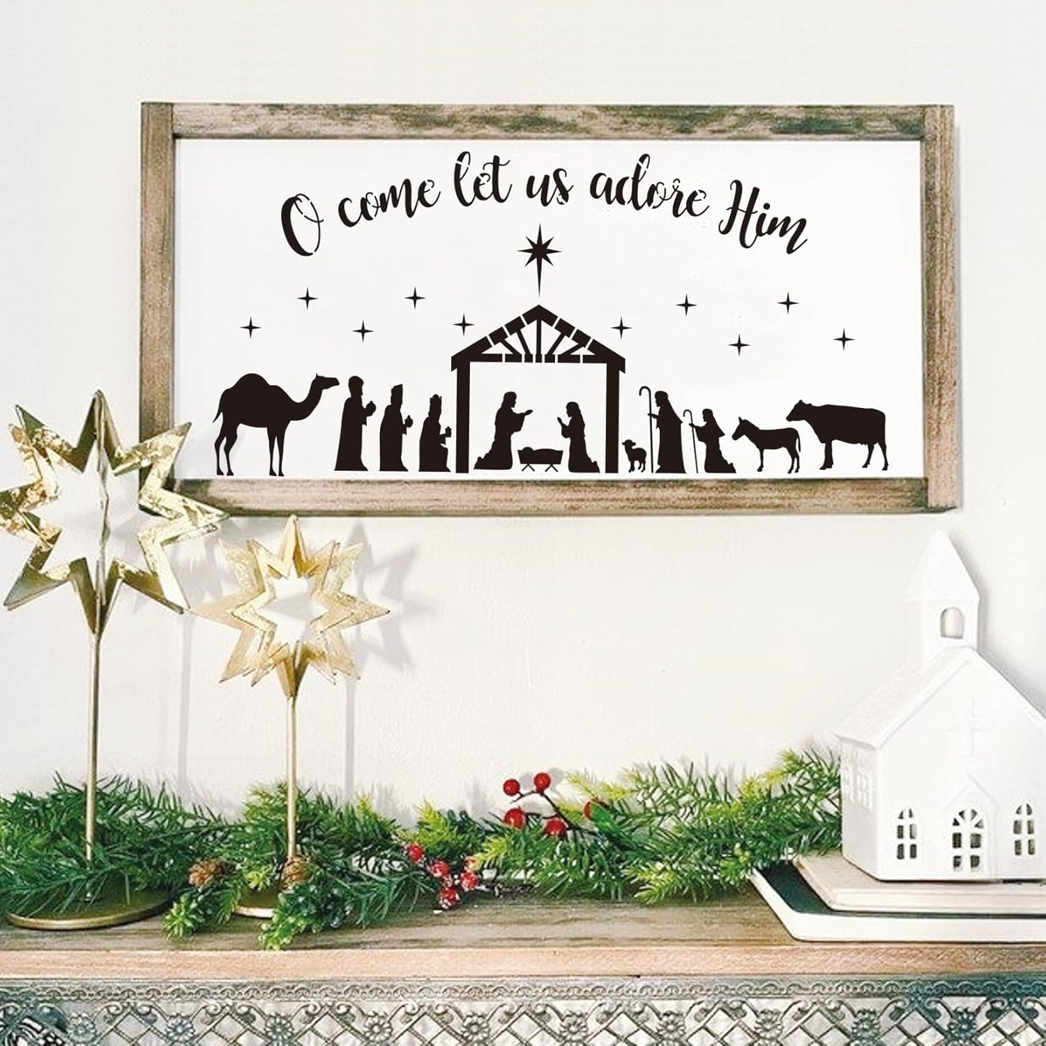 6 Pcs Christmas Doormat Stencils | Reusable Merry Christmas