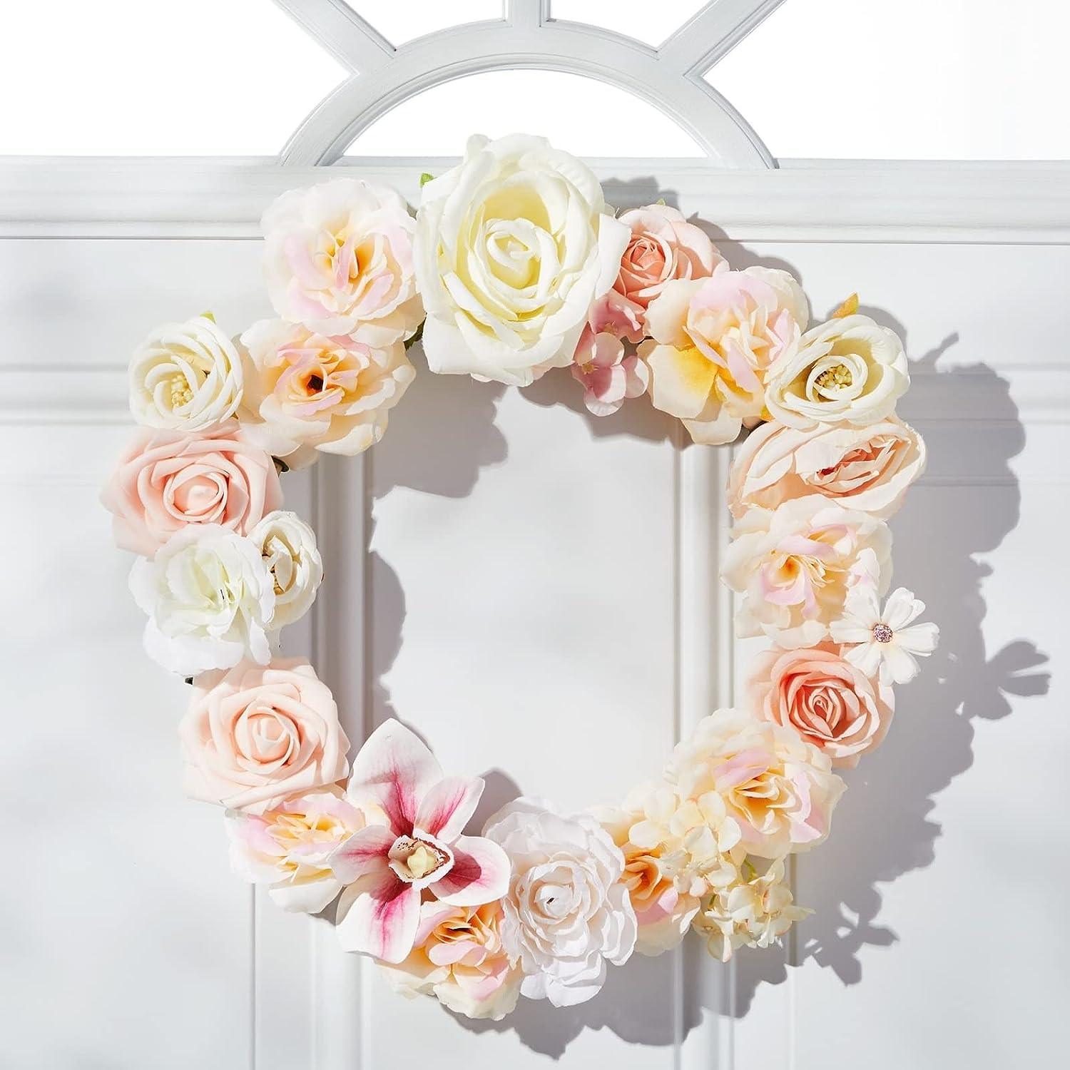 Haoser 4 Pack Wooden Wreath Ring with Pre-Cut Holes for Crafts, Home Decor, Wall Door Hanging Wreaths, Floral Hoop Garland, ooden Craft Floral Hoop Rings,0.2 Inches Thick - Haoser