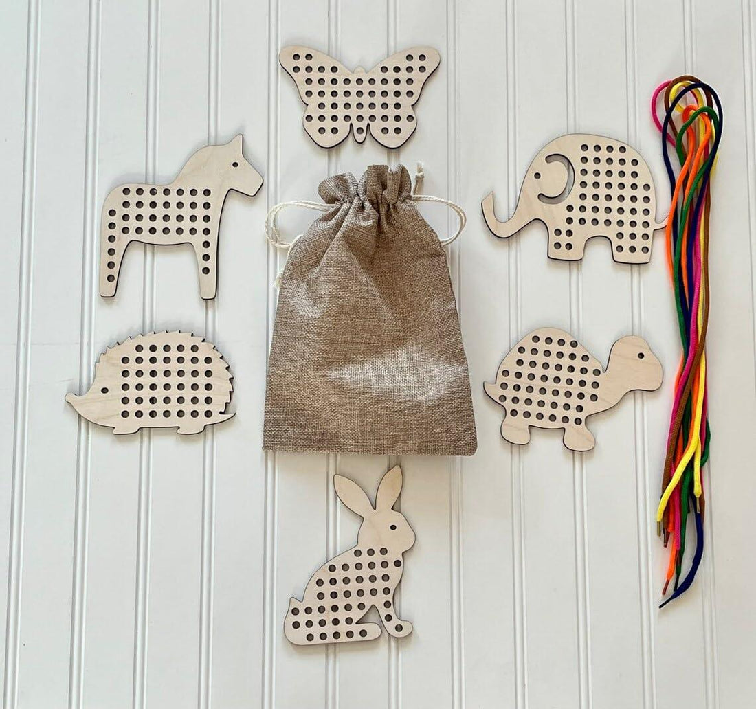 Haoser Wood Lacing Toy| Homeschool Toy| Animal Lace Up Motor Skill Toys| Montessori Type Toy|Birthday Return Gifts |Educational and Learning Montessori Activity Toy 6 pi 5 inch Lacing Toys - Haoser