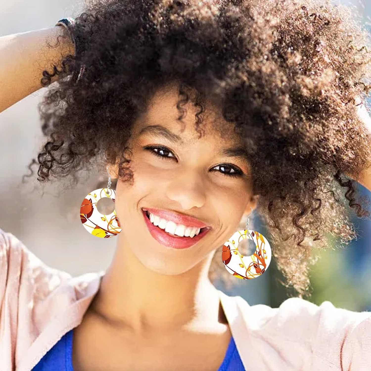 100 PCS Geometric Wooden Earring Pendants – 2 Styles Round & Oval