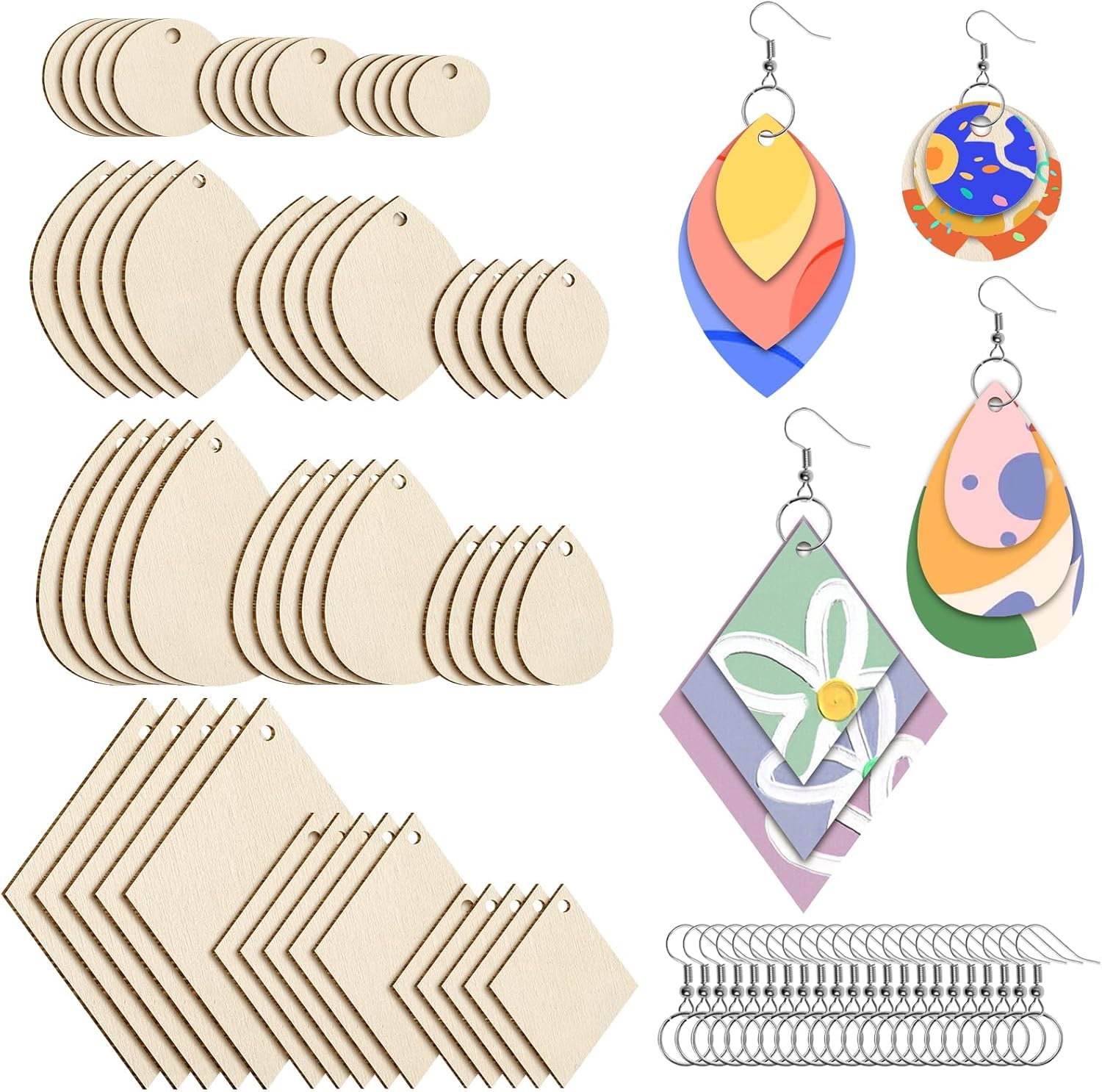 100 Pcs Unfinished Wooden Earrings Blanks – DIY Wood Earring