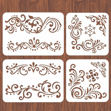 4 Pcs Constellation Theme Corner Stencils for Painting – Reusable Large Floral Tile Stencils for Wall