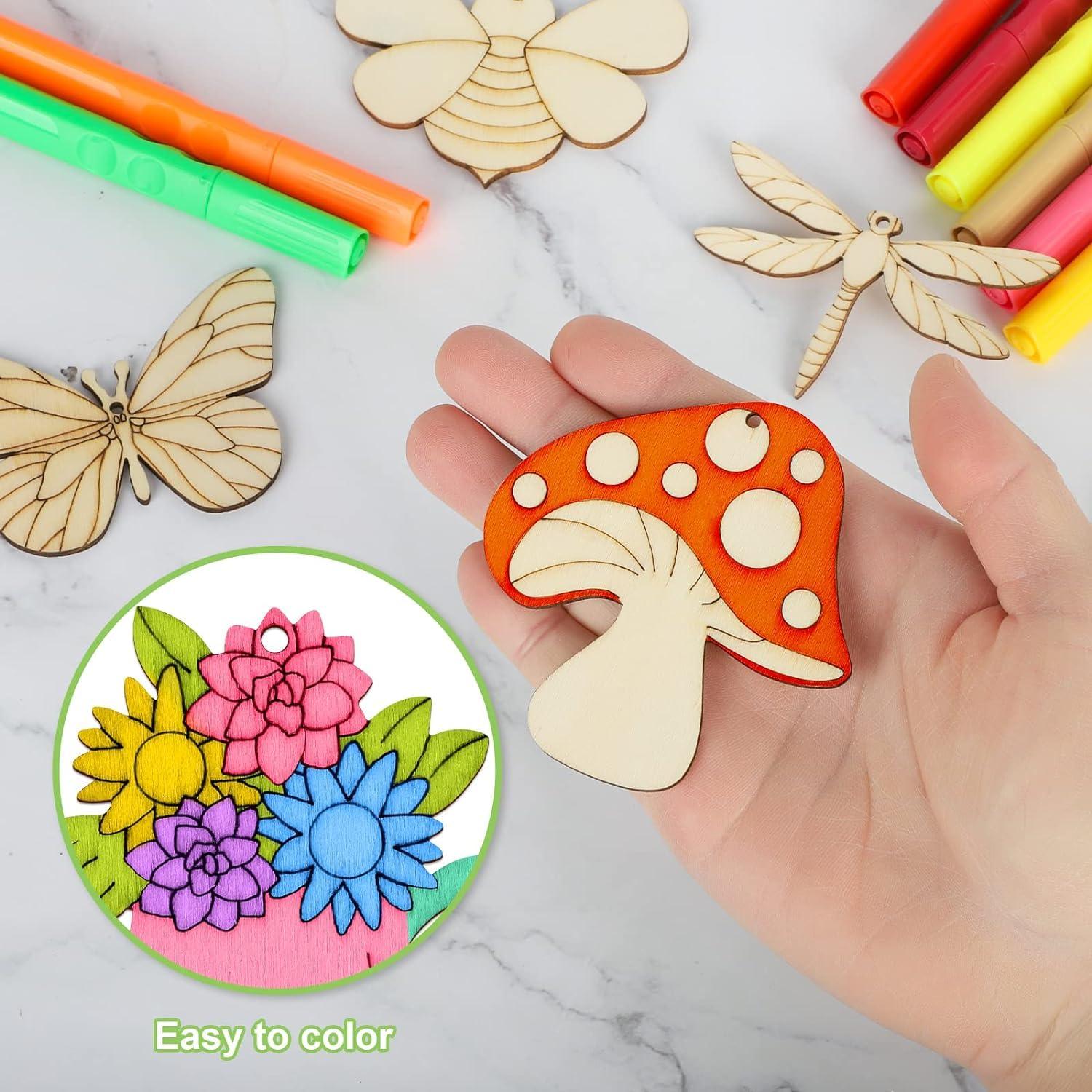 Haoser 10 PCS Unfinished Ice Cream Wood Cutouts 10 Styles Summer DIY Blank Unfinished Wooden Cutouts for Crafts Ice Cream Ornament for Kids Painting, DIY Crafts Home Decoration,Kids Art and Craft kit - Haoser