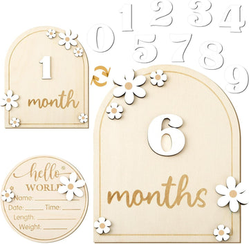 Haoser Baby Photo Props Wooden Baby Milestone Signs
