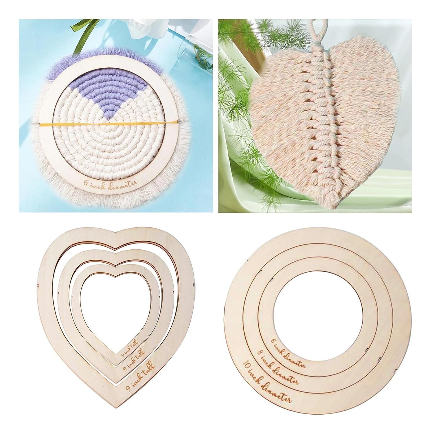 6 Pcs Wooden Macrame Cutting Molds – DIY Macrame Cord Tool Set for Knotting, Crafting & Handmade Creations, Portable Macrame Tools for Beginners & Professionals