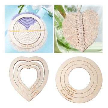 6 Pcs Wooden Macrame Cutting Molds – DIY Macrame Cord Tool Set for Knotting, Crafting & Handmade Creations, Portable Macrame Tools for Beginners & Professionals