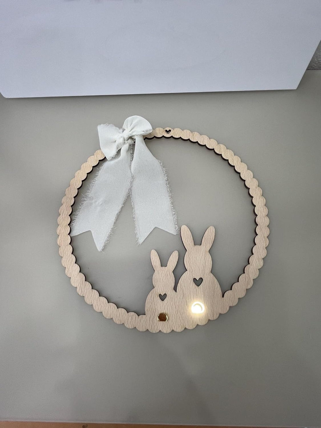 Easter Bunny Wooden Round Door Hanger 12 Inch | Spring Wreath Sign