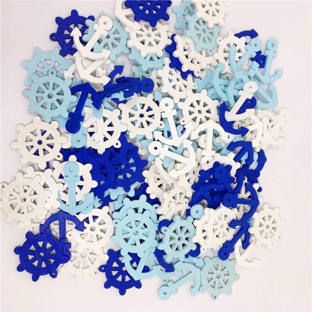 Haoser Wooden Anchor and Rudder Cutout Shape for Crafts Decoration, 30 Pcs Small Wood Anchor Rudder Cutouts - Haoser