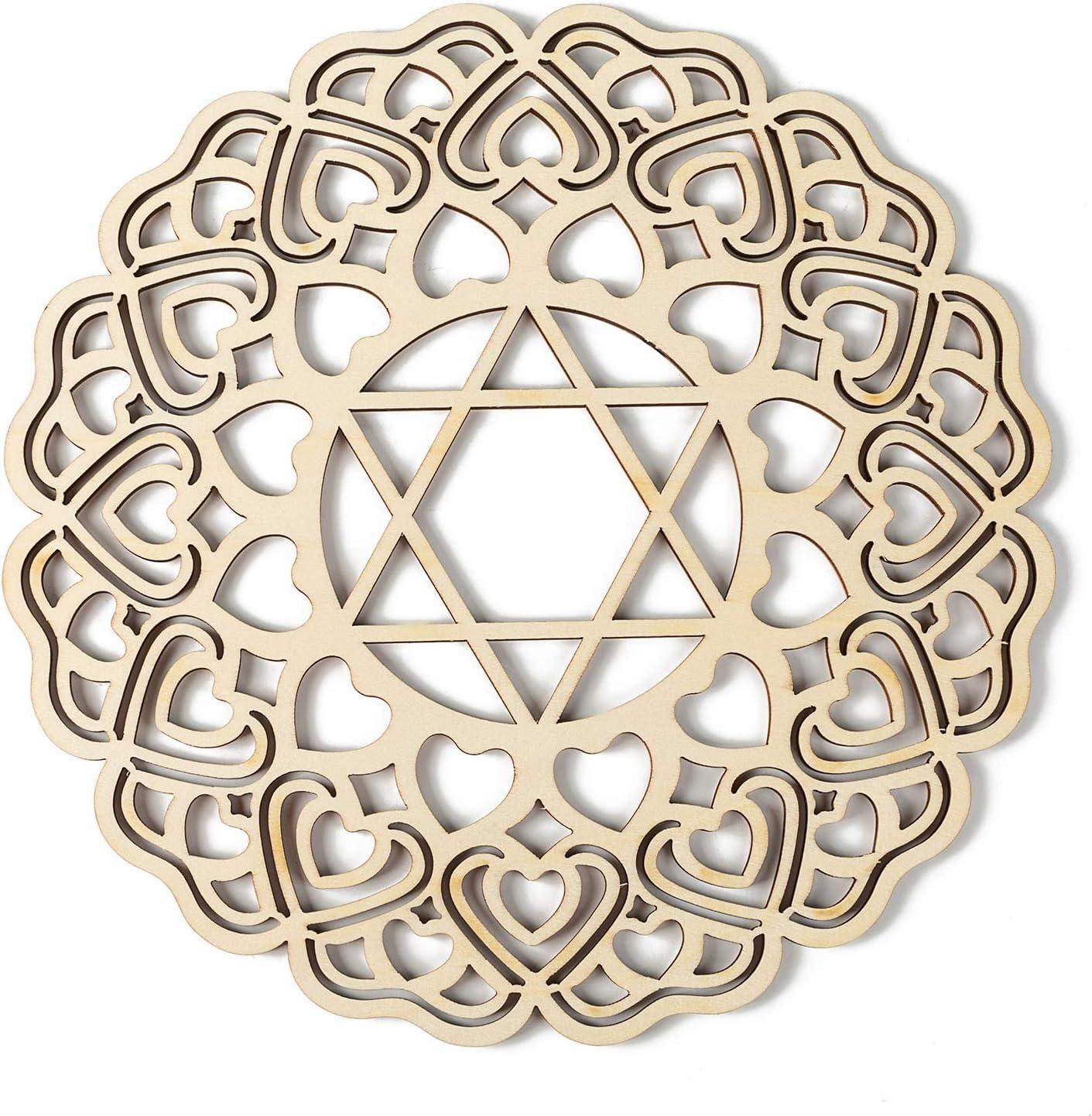 Curious Button Unfinished Wooden Geometry Wall Art Hanging Wall Sculpture Meditation Centerpiece for Home, Living Room, Yoga Wall Art, Wall Decor, Modern Wooden Wall (30 cm) - Haoser