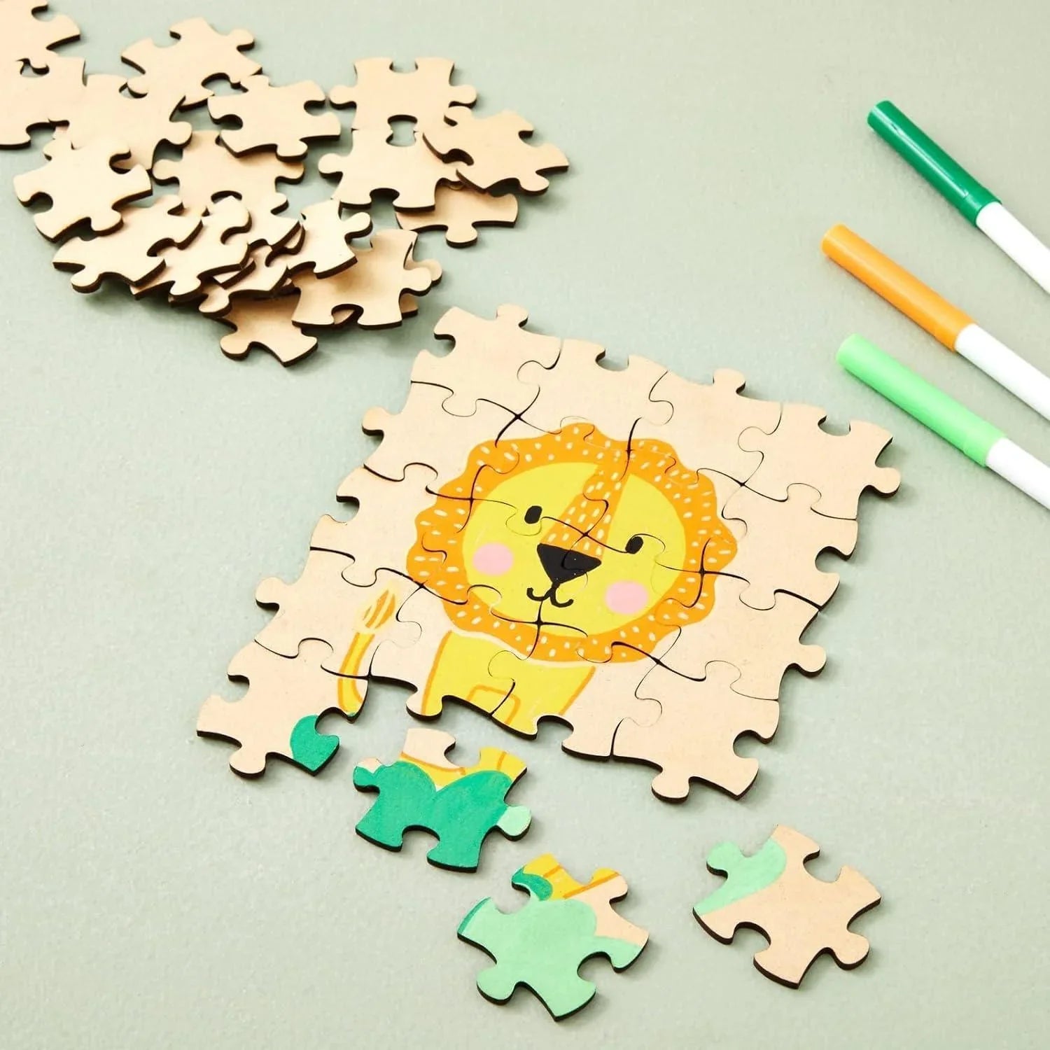 Haoser 100 Blank Wooden Puzzle Pieces for Crafts, DIY Art Projects, 1.9x1.6" Unfinished Freeform Jigsaw Wood Puzzle to Draw On - Haoser