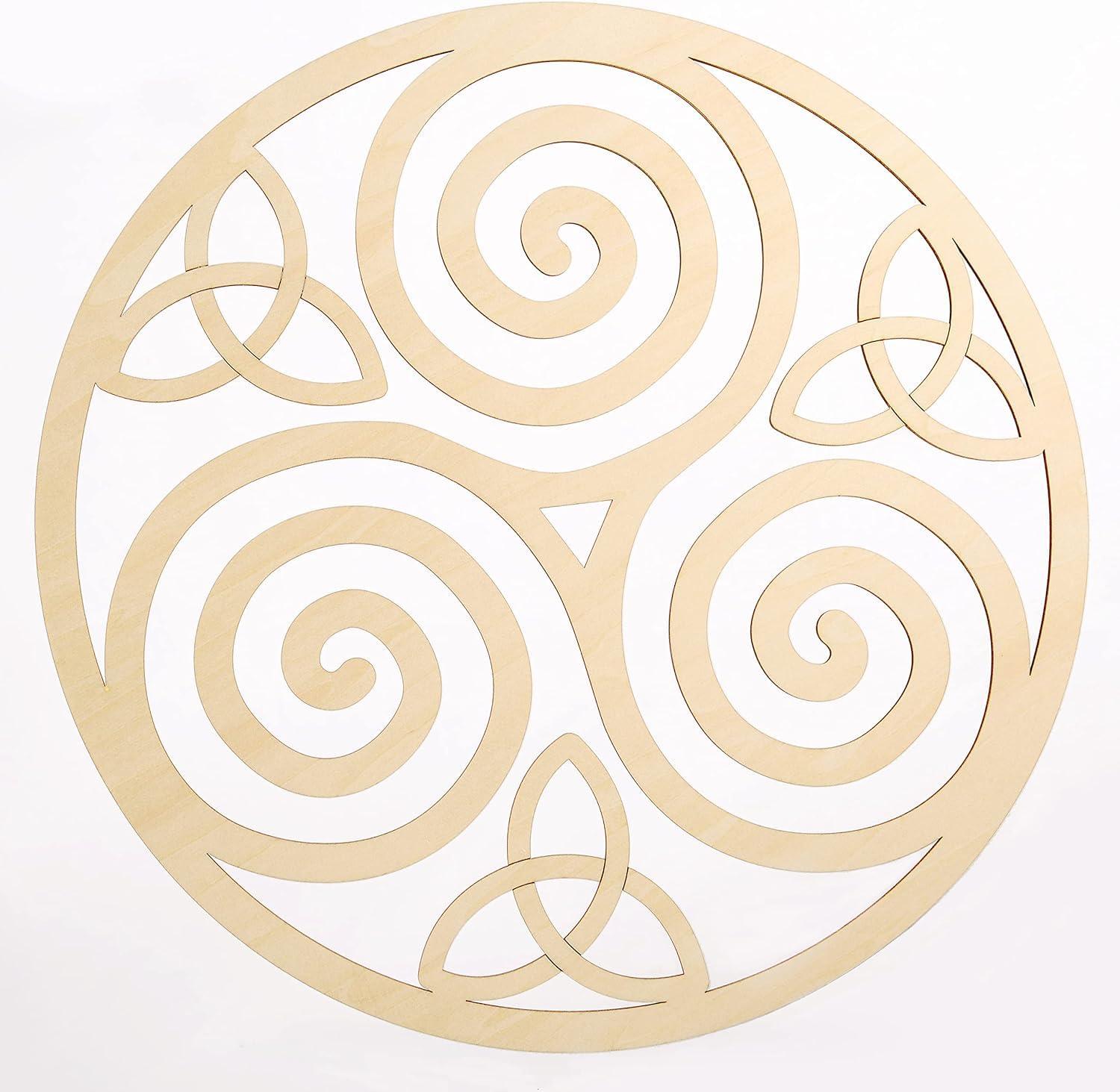 Curious Button Unfinished Wooden 30cm Celtic Design for Wall Decor for Home Decor, Living Room - Haoser