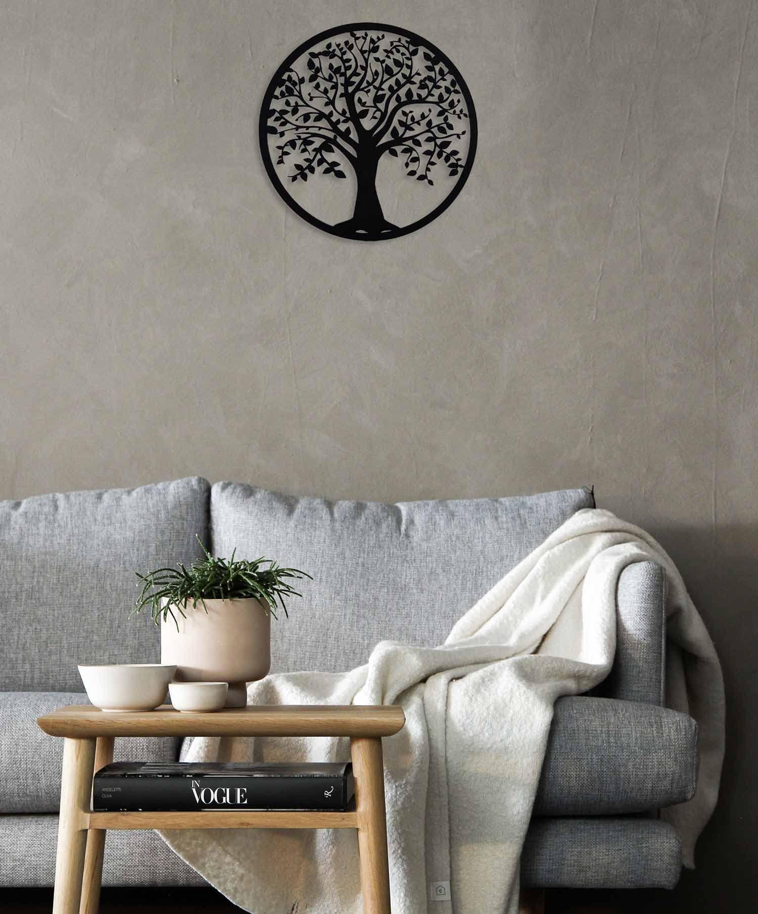 Haoser Wall Art Circle Panel 12x12 Inches, Wall Decor, Living Room Art, Wood Art, Wall Hangings, Wall Decor Bedroom, Framed Wall Art (H-PM3-TREE-CRCL-PNL_12IN) - Haoser